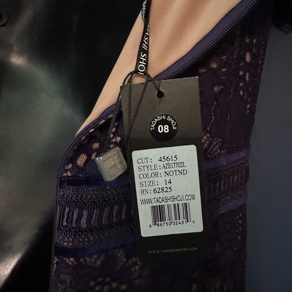 Tadashi Shoji Blue Illusion ROSINA GOWN Dress Size 14. NEW PICTURES! - Picture 8 of 16